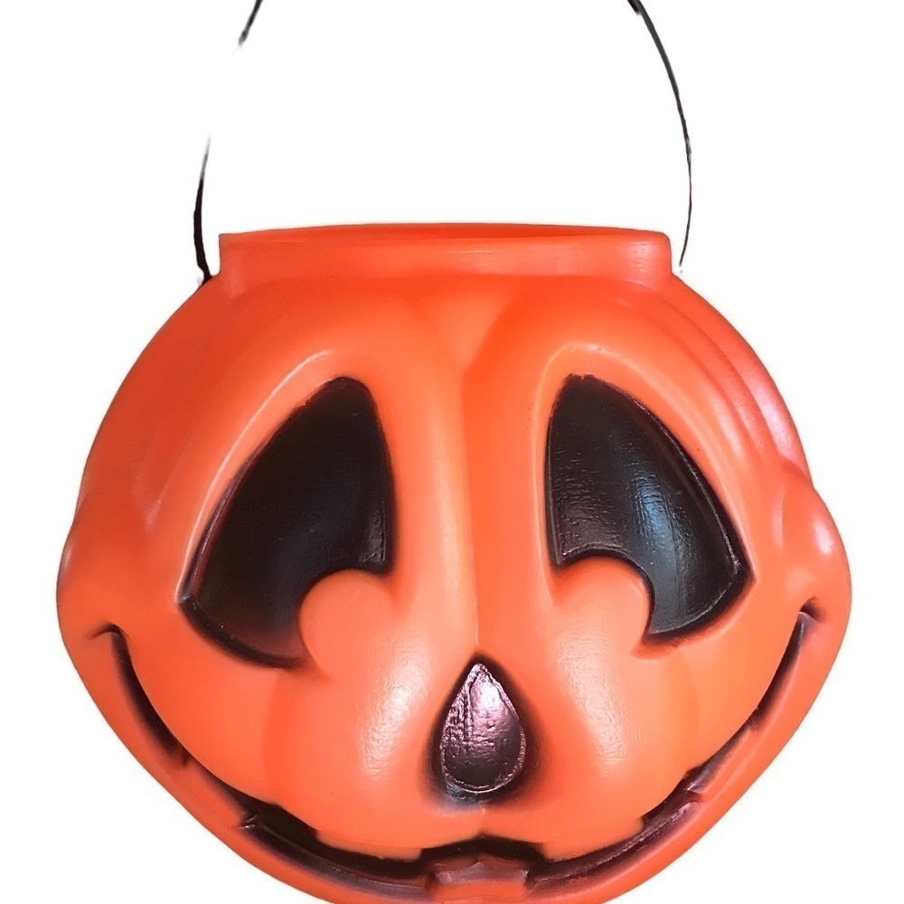 Vintage Halloween Jack-o’-lantern Bucket Pail General Foam Plastics Pumpkin USA